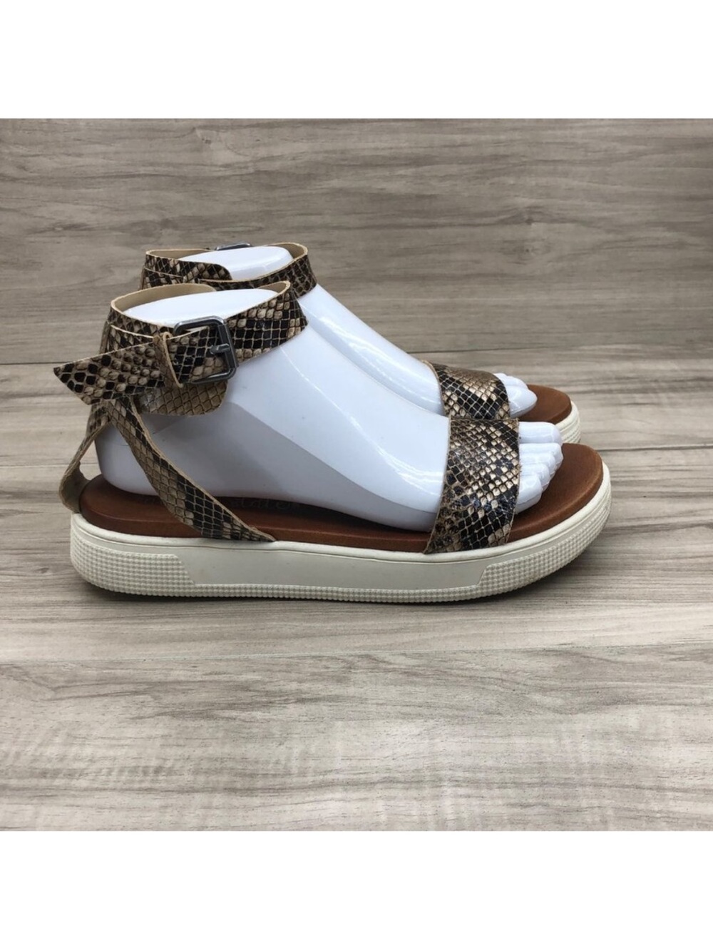 Altar'd State Sandals Women's 8 Snakeskin Print Platform Buckle Shoes
